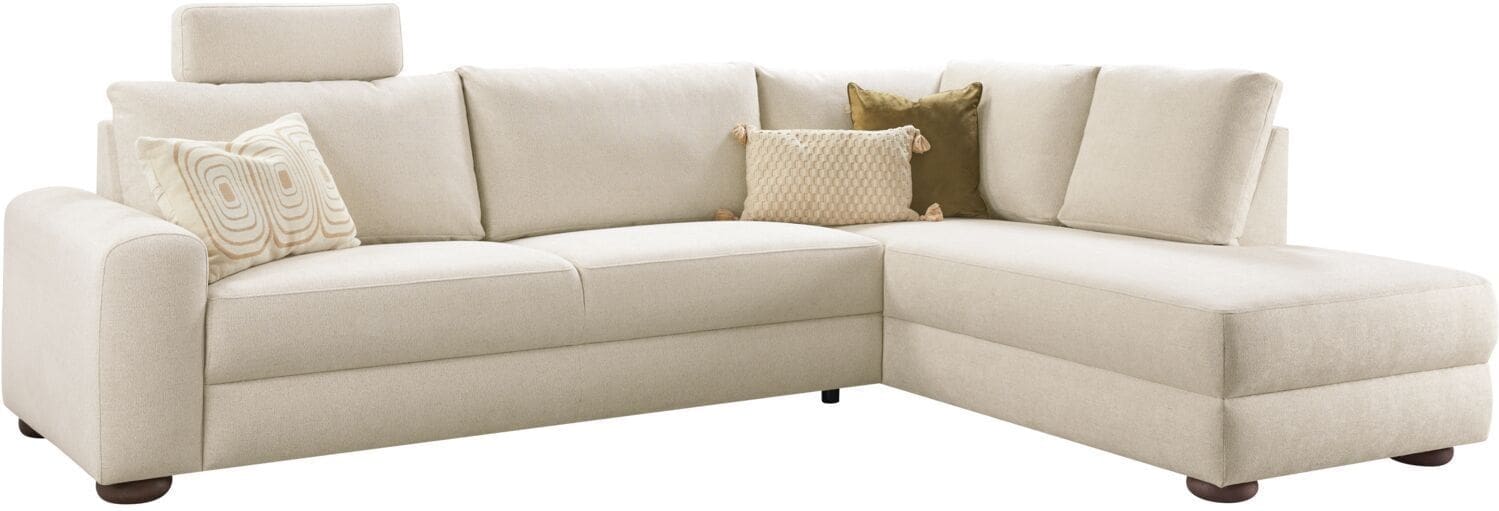Profijt Meubel Hoekbank rechts Famatina met hoofdsteun beige basic comfort Beige|Wit Hoekbank