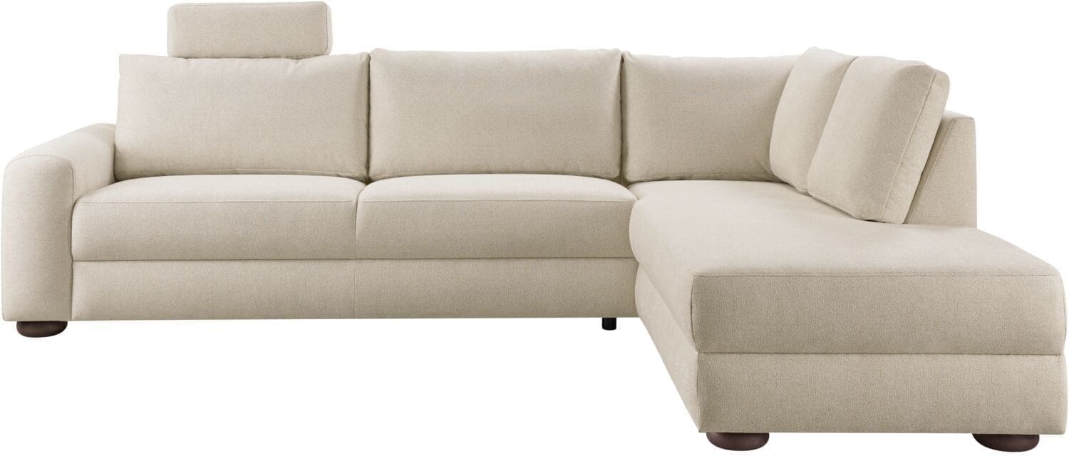 Profijt Meubel Hoekbank rechts Famatina met hoofdsteun beige basic comfort Beige|Wit Hoekbank