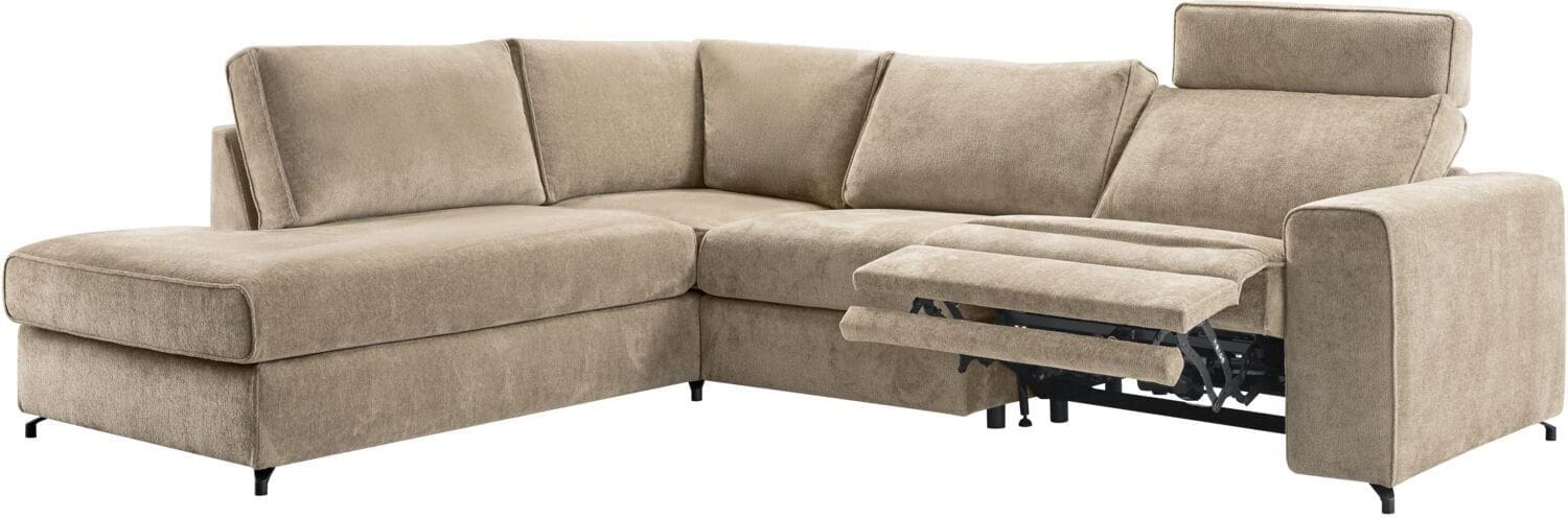Pronto Wonen Hoekbank links Licato taupe relaxfunctie excellent comfort hocker Taupe Bank