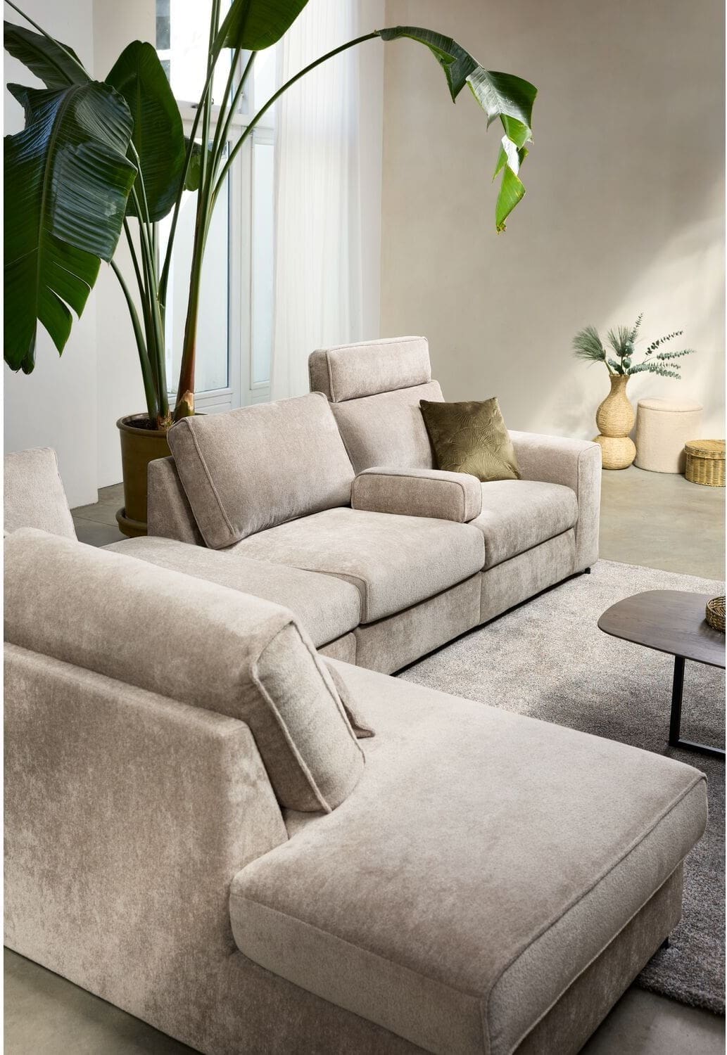 Pronto Wonen Hoekbank links Licato taupe relaxfunctie excellent comfort hocker Taupe Bank
