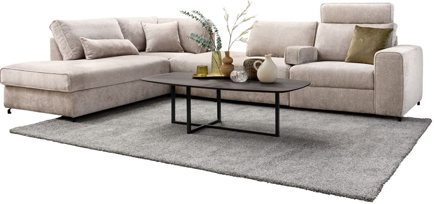 Pronto Wonen Hoekbank links Licato taupe relaxfunctie excellent comfort hocker Taupe Bank