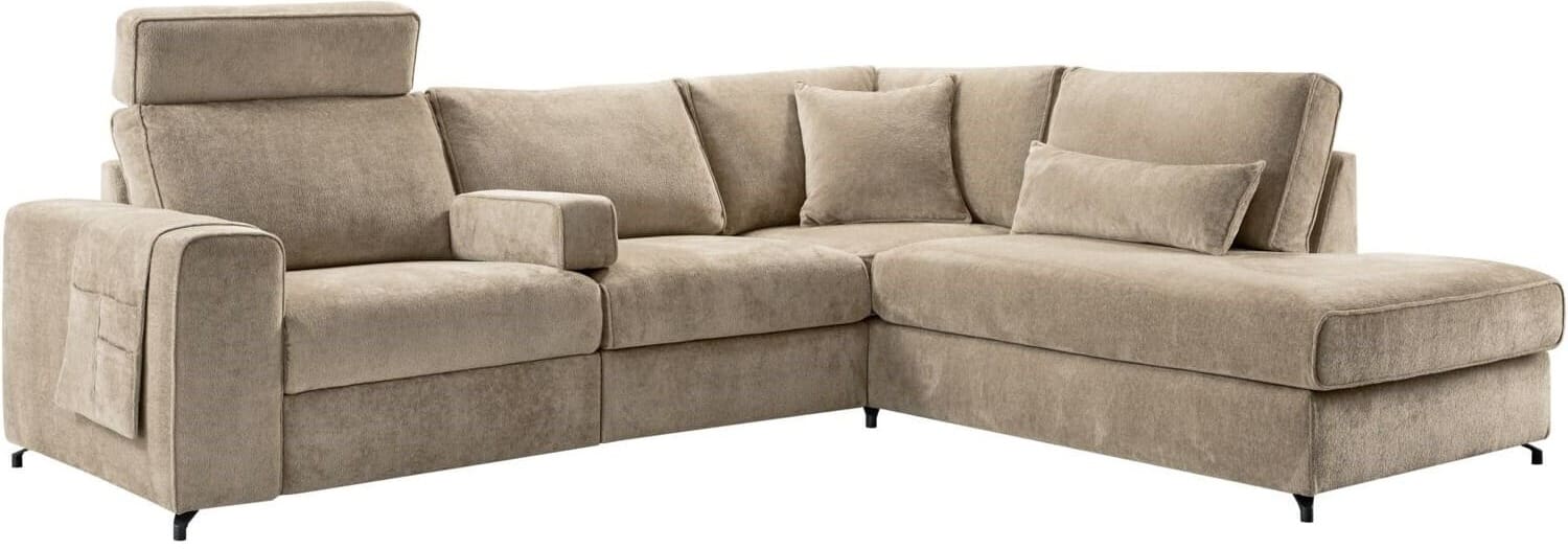 Pronto Wonen Hoekbank rechts Licato taupe relaxfunctie excellent comfort Taupe Bank