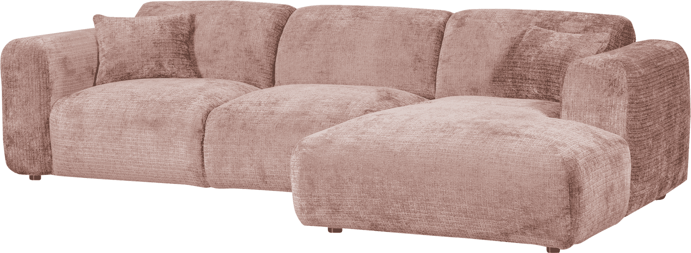 WOOOD Cloud chaise longue rechts chenille taupe/roze Taupe