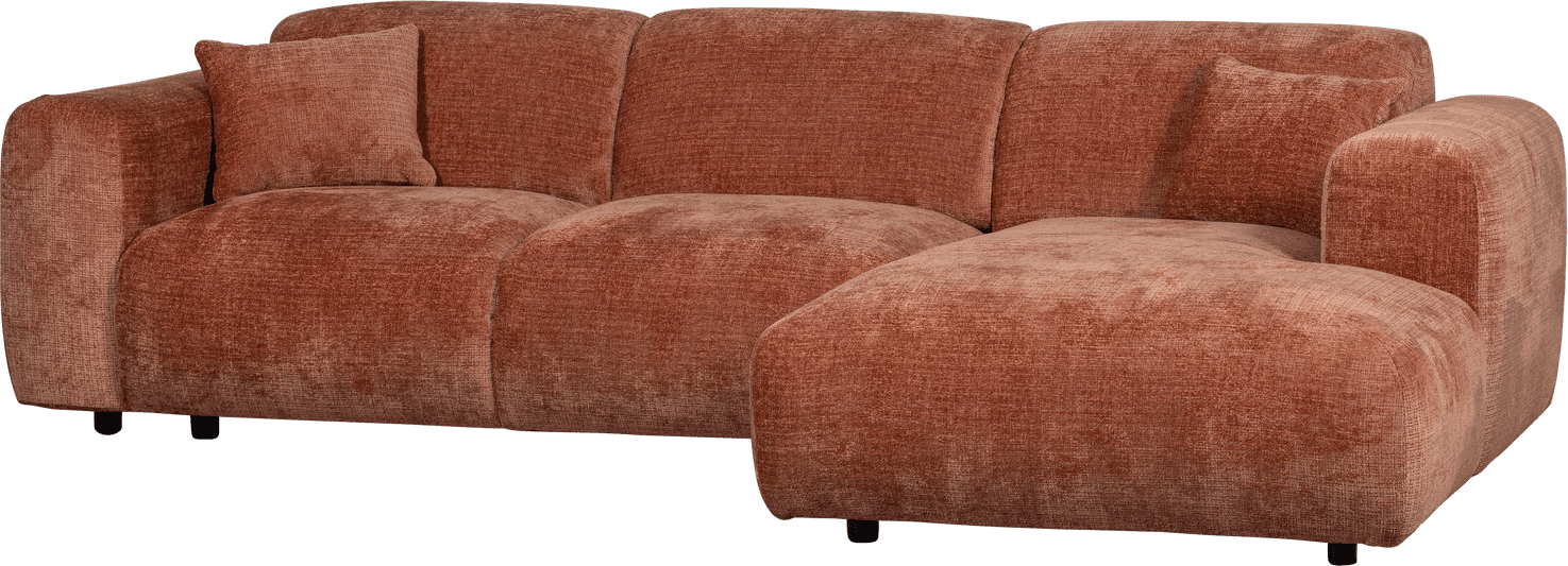 WOOOD Cloud chaise longue rechts chenille terra Cognac|Oranje|Bruin