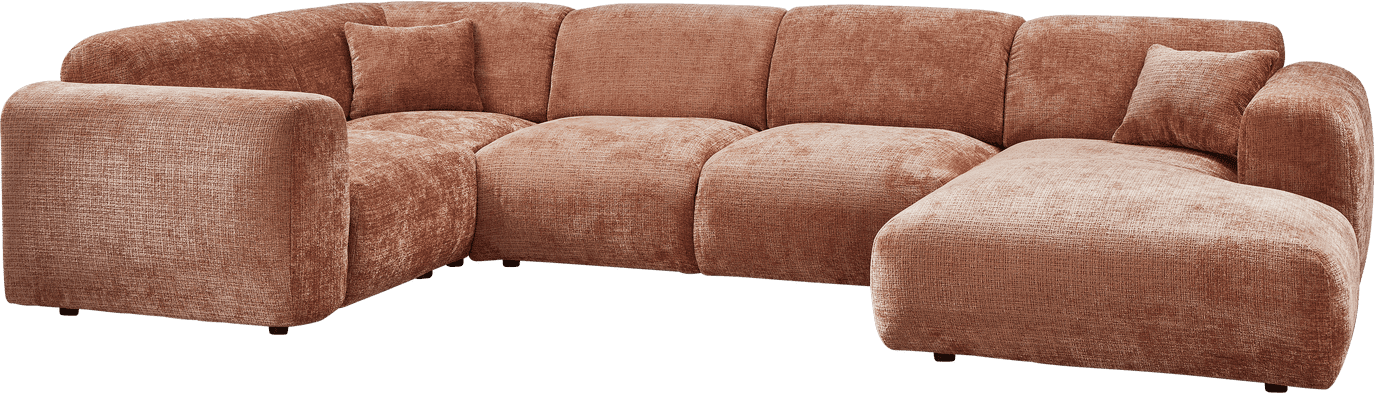 WOOOD Cloud hoekbank links chenille terra Cognac|Oranje|Bruin Hoekbank