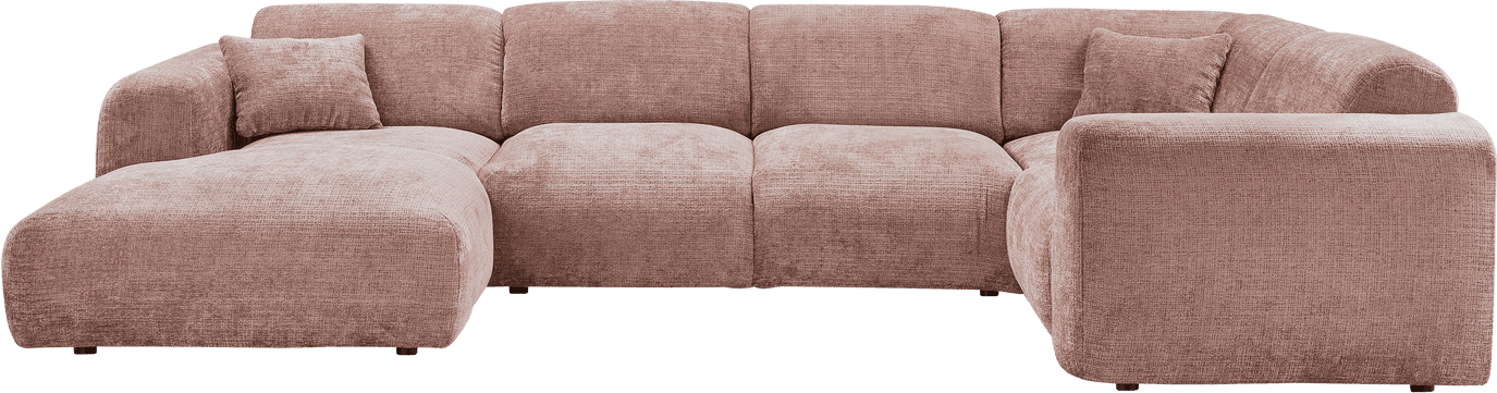 WOOOD Cloud hoekbank rechts chenille taupe/roze Taupe Hoekbank