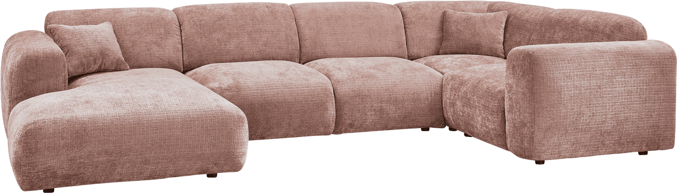 WOOOD Cloud hoekbank rechts chenille taupe/roze Taupe Hoekbank