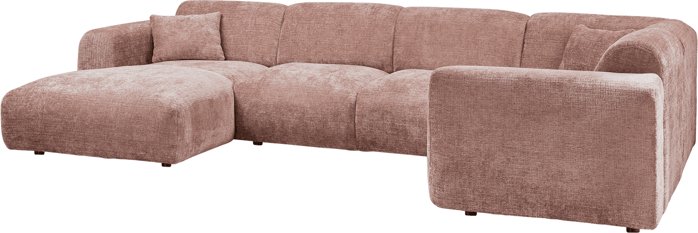 WOOOD Cloud hoekbank rechts chenille taupe/roze Taupe Hoekbank