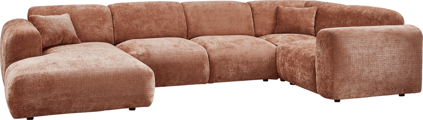 WOOOD Cloud hoekbank rechts chenille terra Cognac|Oranje|Bruin Hoekbank