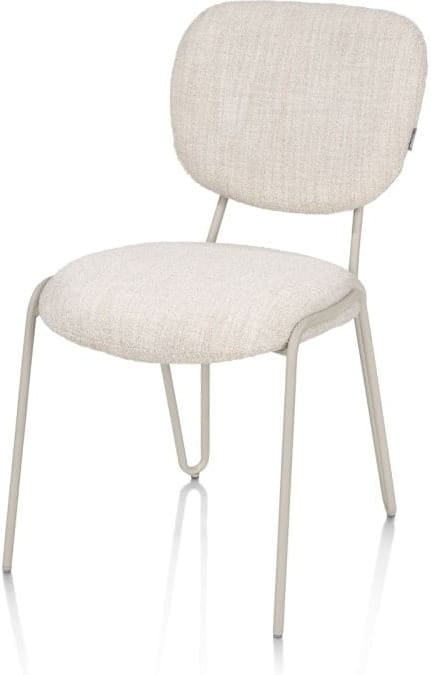 Xooon Joan eetkamerstoel stof luton frame metaal creme Beige|Wit Eetkamerstoel