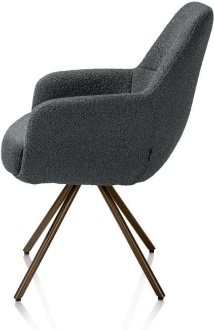 Xooon Mavis armstoel - draaibaar - steelbrown - pocketvering - stof cloudy Antraciet Armstoel
