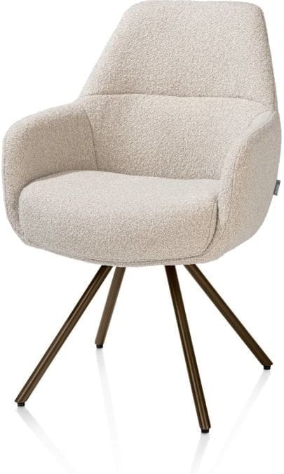 Xooon Mavis armstoel - draaibaar - steelbrown - pocketvering - stof cloudy - beige Beige Armstoel