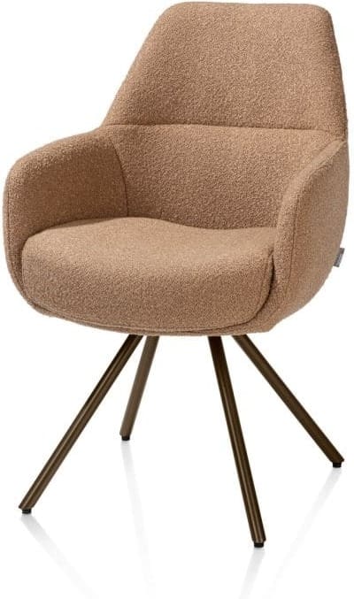 Xooon Mavis armstoel - draaibaar - steelbrown - pocketvering - stof cloudy - okergeel Geel Armstoel