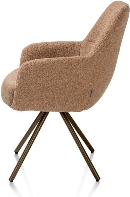 Xooon Mavis armstoel - draaibaar - steelbrown - pocketvering - stof cloudy - okergeel Geel Armstoel