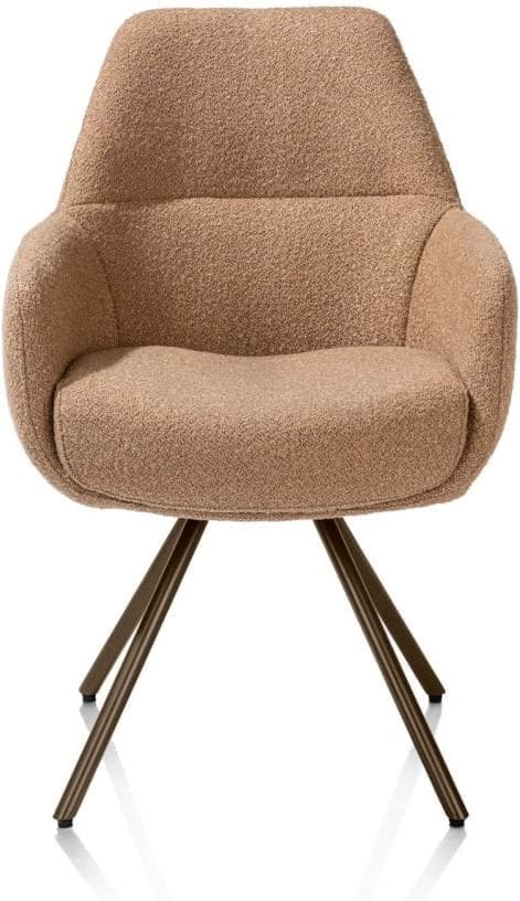 Xooon Mavis armstoel - draaibaar - steelbrown - pocketvering - stof cloudy - okergeel Geel Armstoel