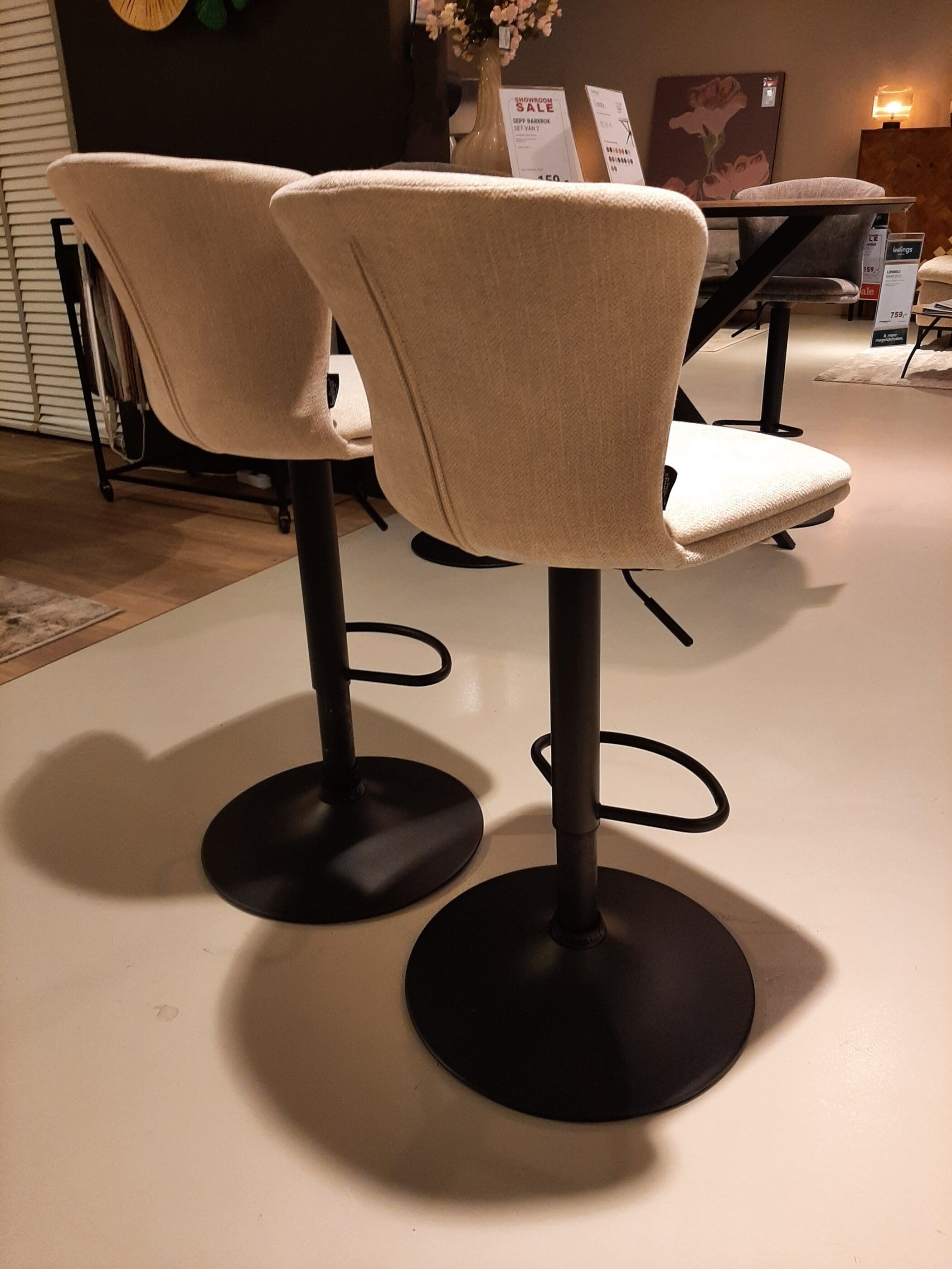Sepp barkrukken beige (set van 2) **SHOWROOMMODEL** - Afbeelding 2