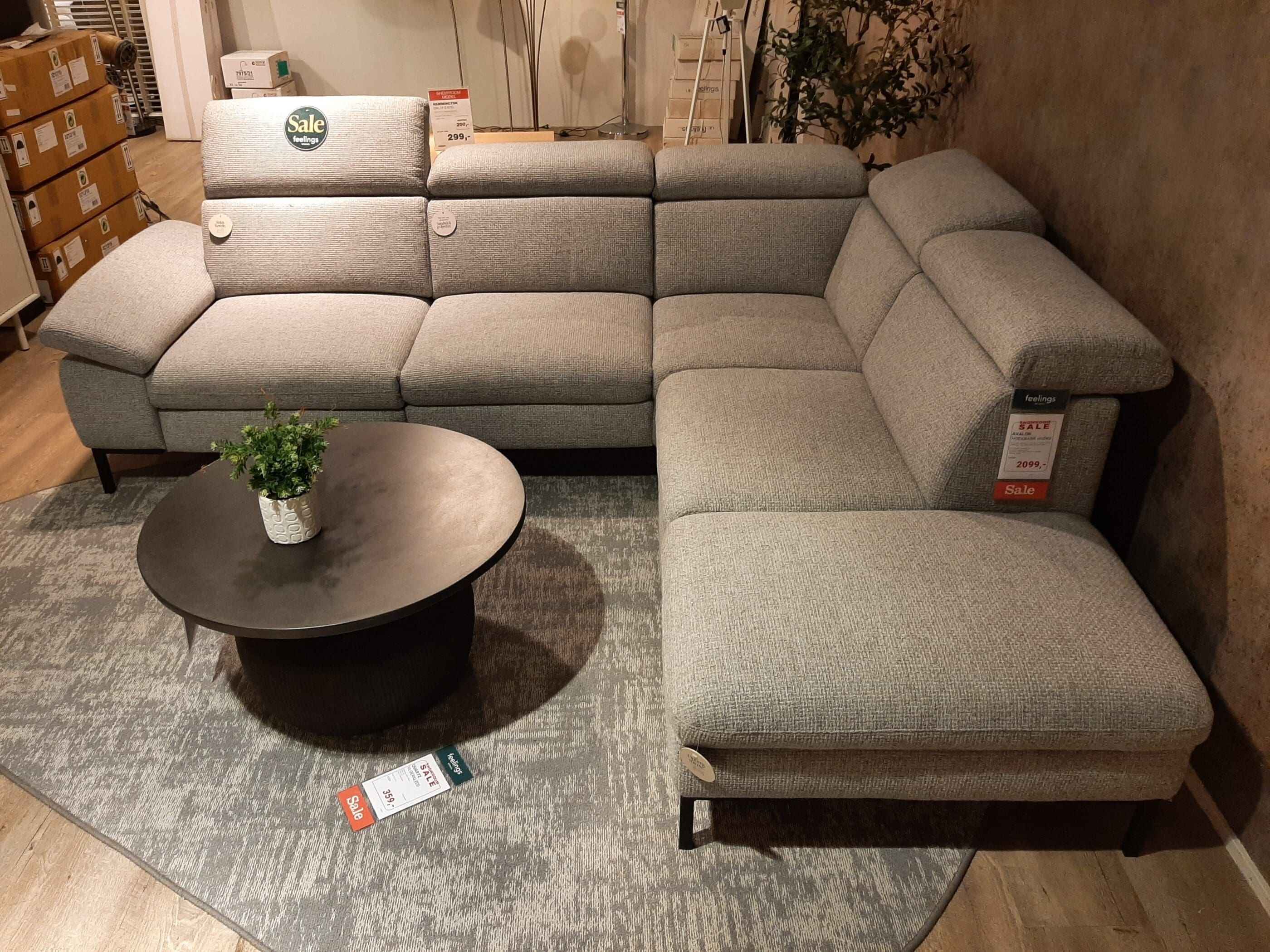 Avalon hoekbank + relaxfunctie **SHOWROOMMODEL**