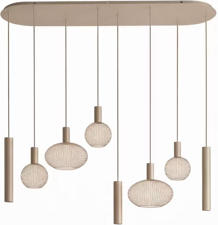 Hanglamp Reina - 8 lichts metaal - quartz