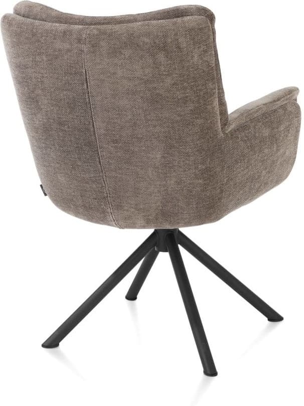 Henders & Hazel Juna armstoel - rough off black frame - draaibaar - stof livigno - bruin Bruin Armstoel