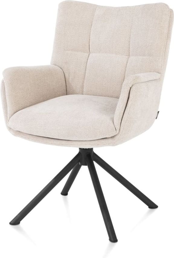 Henders & Hazel Juna armstoel - rough off black frame - draaibaar - stof livigno - creme Beige|Wit Armstoel