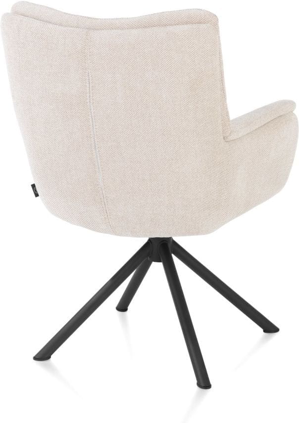 Henders & Hazel Juna armstoel - rough off black frame - draaibaar - stof livigno - creme Beige|Wit Armstoel