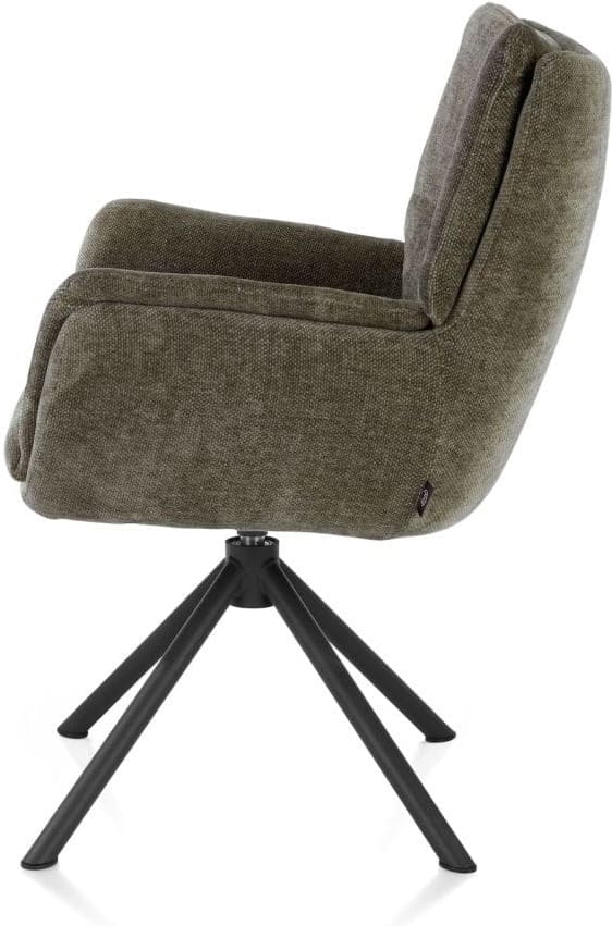 Henders & Hazel Juna armstoel - rough off black frame - draaibaar - stof livigno - donkergroen Armstoel
