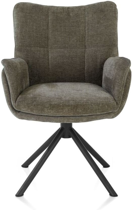 Henders & Hazel Juna armstoel - rough off black frame - draaibaar - stof livigno - donkergroen  Armstoel