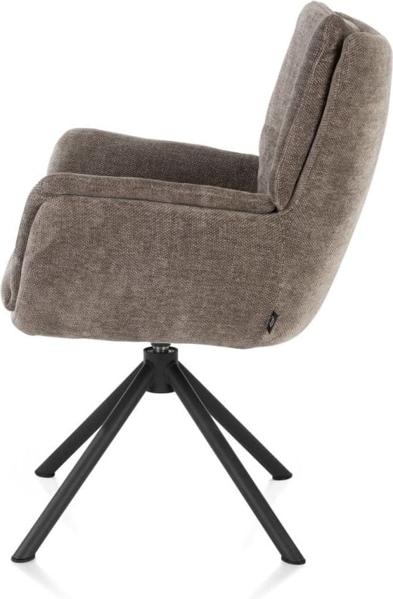 Henders & Hazel Juna armstoel - rough off black frame met relaxsysteem - draaibaar - stof livigno - bruin Bruin Armstoel