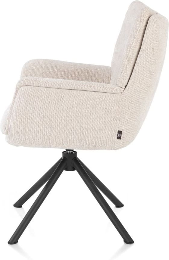 Henders & Hazel Juna armstoel - rough off black frame met relaxsysteem - draaibaar - stof livigno - creme Beige|Wit Armstoel