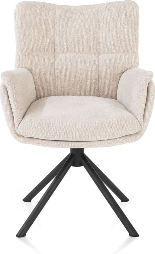 Henders & Hazel Juna armstoel - rough off black frame met relaxsysteem - draaibaar - stof livigno - creme Beige|Wit Armstoel