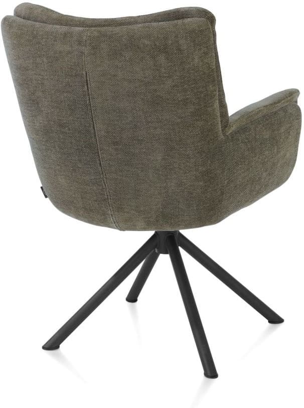 Henders & Hazel Juna armstoel - rough off black frame met relaxsysteem - draaibaar - stof livigno - donkergroen Armstoel