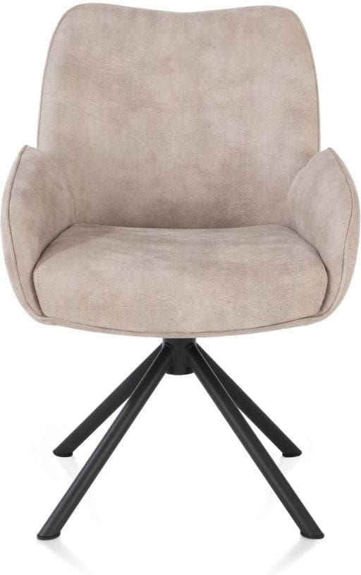 Henders & Hazel Riley armstoel 4-poots zwart frame met relaxsysteem - draaibaar + pocket - stof taurus - kiezel - kiezel Grijs|Wit Armstoel