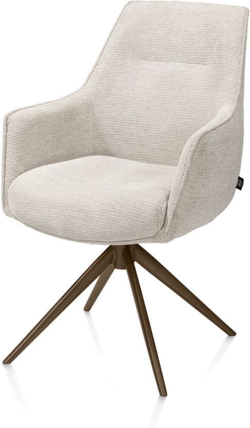 Henders & Hazel Theo armstoel stof vada 360 graden draaibaar frame steelbrown pocket - beige Beige Armstoel