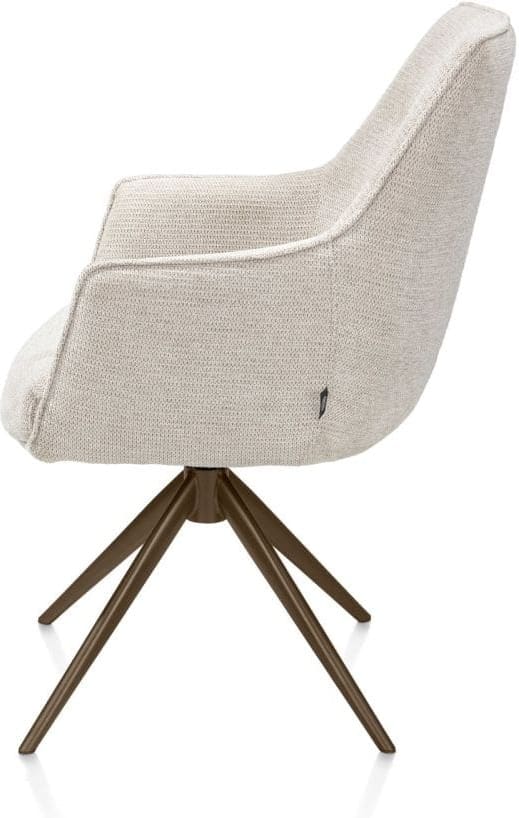 Henders & Hazel Theo armstoel stof vada 360 graden draaibaar frame steelbrown pocket - beige Beige Armstoel