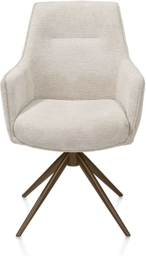 Henders & Hazel Theo armstoel stof vada 360 graden draaibaar frame steelbrown pocket - beige Beige Armstoel