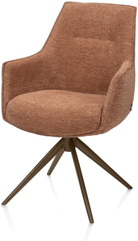 Henders & Hazel Theo armstoel stof vada 360 graden draaibaar frame steelbrown pocket - koper Koper Armstoel