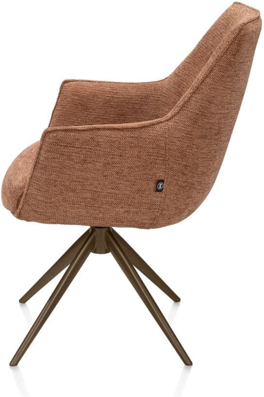 Henders & Hazel Theo armstoel stof vada 360 graden draaibaar frame steelbrown pocket - koper Koper Armstoel