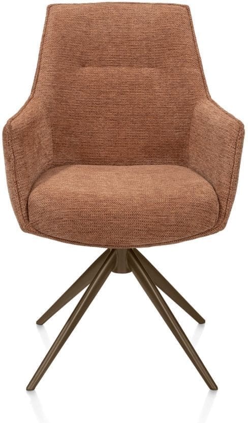Henders & Hazel Theo armstoel stof vada 360 graden draaibaar frame steelbrown pocket - koper Koper Armstoel