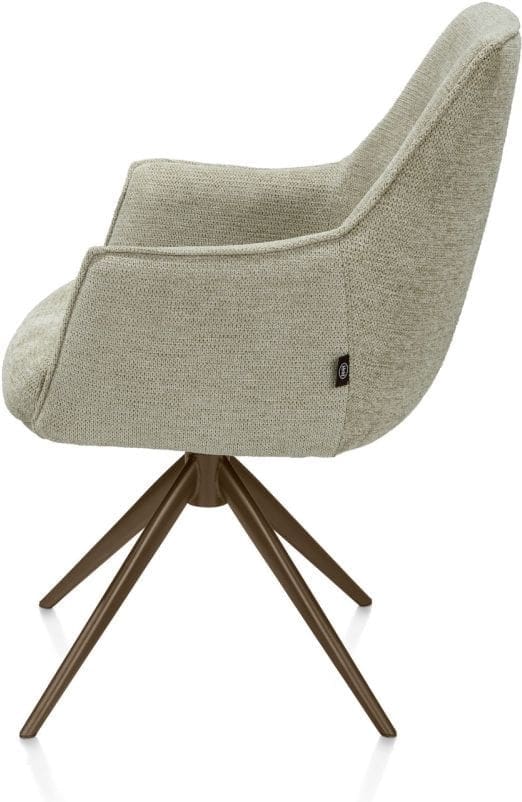 Henders & Hazel Theo armstoel stof vada 360 graden draaibaar frame steelbrown pocket - salie groen Armstoel