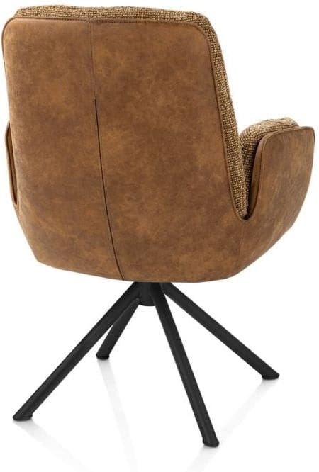 Henders & Hazel Theros armstoel 4-poots zwart frame - draaibaar stof oregon/sevilla - beige - desert Bruin|Cognac Armstoel