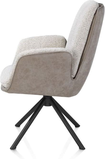 Henders & Hazel Theros armstoel 4-poots zwart frame - draaibaar stof oregon/sevilla - beige - kiezel Grijs|Wit Armstoel