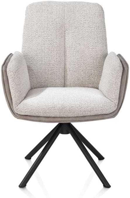 Henders & Hazel Theros armstoel 4-poots zwart frame - draaibaar stof oregon/sevilla - beige - kiezel Grijs|Wit Armstoel