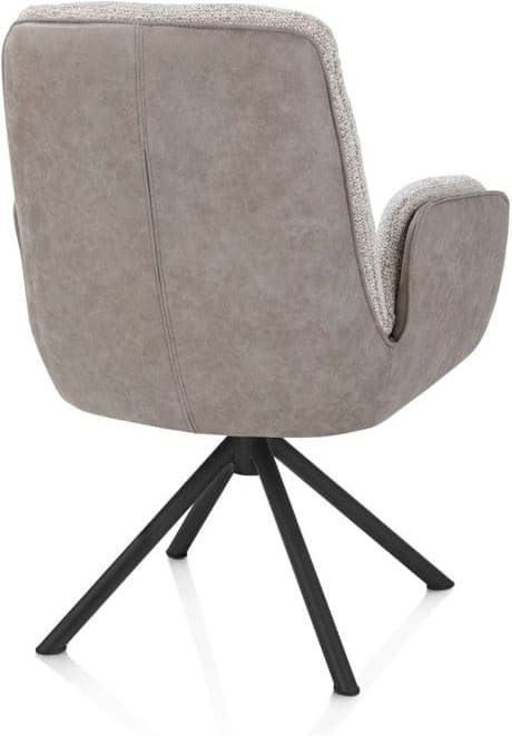 Henders & Hazel Theros armstoel 4-poots zwart frame met relaxsysteem - draaibaar - stof oregon/sevilla - bei - kiezel Grijs|Wit Armstoel