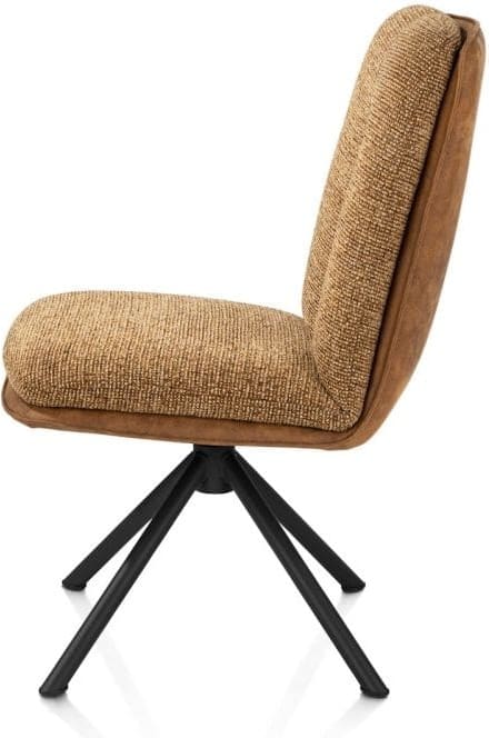 Henders & Hazel Theros eetkamerstoel 4-poots zwart frame - draaibaar - stof oregon/sevilla - beige - desert Bruin|Cognac Eetkamerstoel