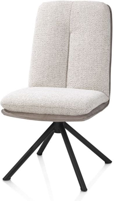 Henders & Hazel Theros eetkamerstoel 4-poots zwart frame - draaibaar - stof oregon/sevilla - beige - kiezel Grijs|Wit Eetkamerstoel
