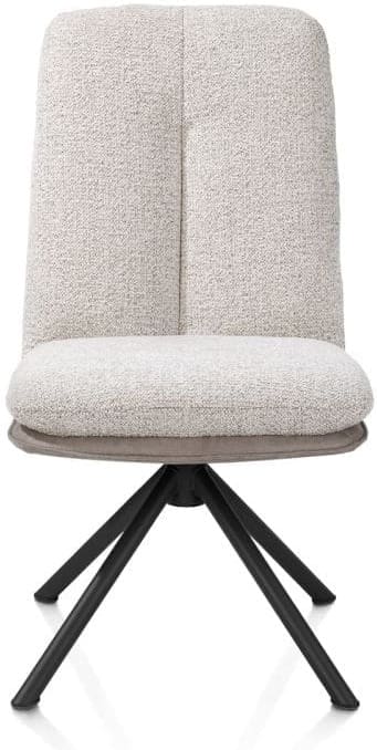 Henders & Hazel Theros eetkamerstoel 4-poots zwart frame - draaibaar - stof oregon/sevilla - beige - kiezel Grijs|Wit Eetkamerstoel
