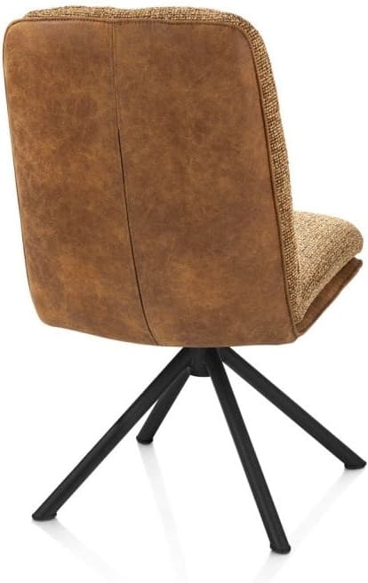 Henders & Hazel Theros eetkamerstoel 4-poots zwart frame met relaxsysteem - draaibaar - stof oregon/sevilla - desert Bruin|Cognac Eetkamerstoel