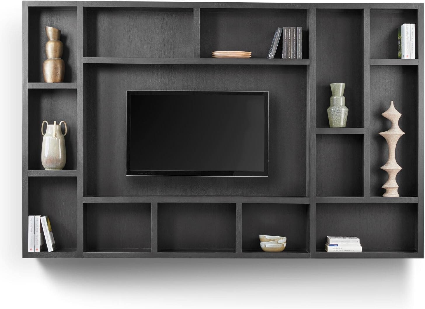 INHOUSE TV-kastenwand Lentaro eikenhout zwart Bruin Kast