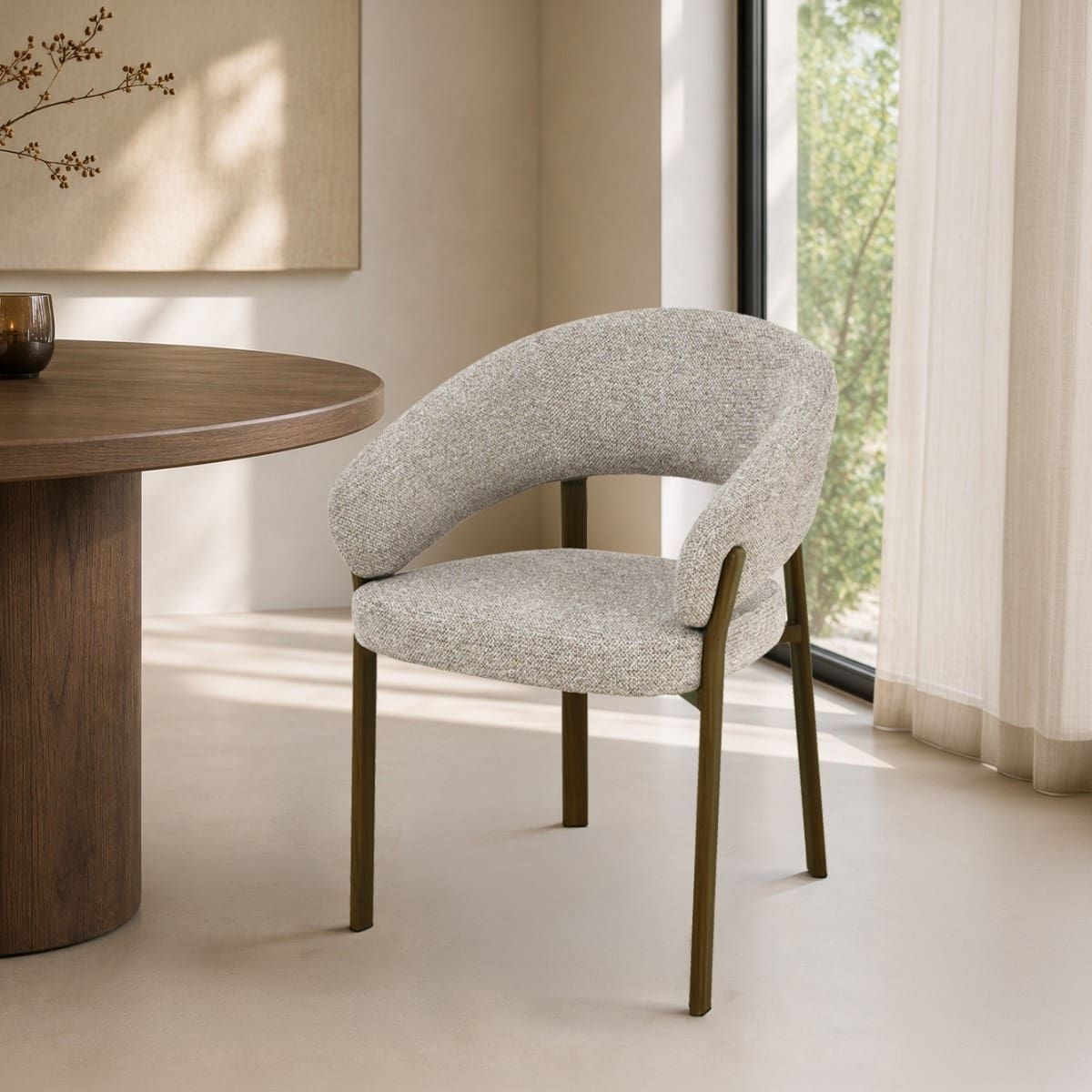 Livingfurn Eetkamerstoel Zhora Hush Walnut Grijs|Antraciet Eetkamerstoel