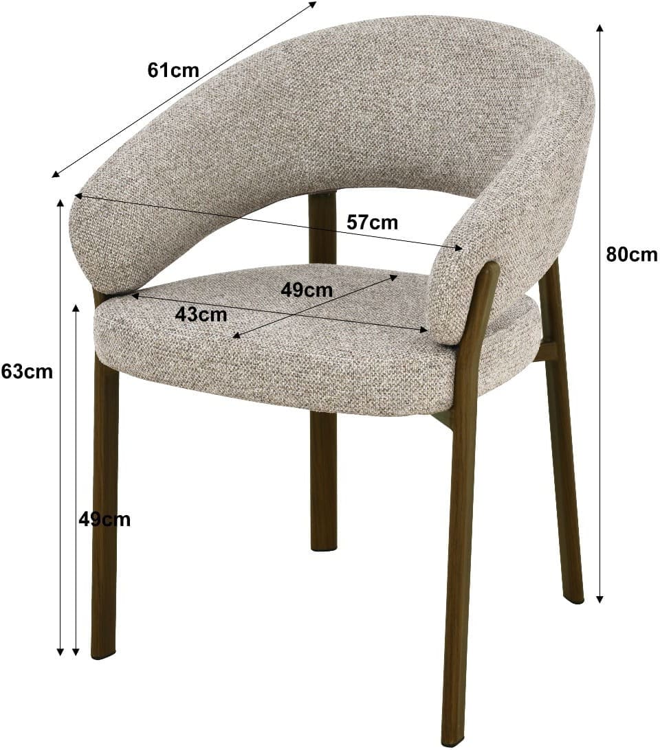 Livingfurn Eetkamerstoel Zhora Hush Walnut Grijs|Antraciet Eetkamerstoel